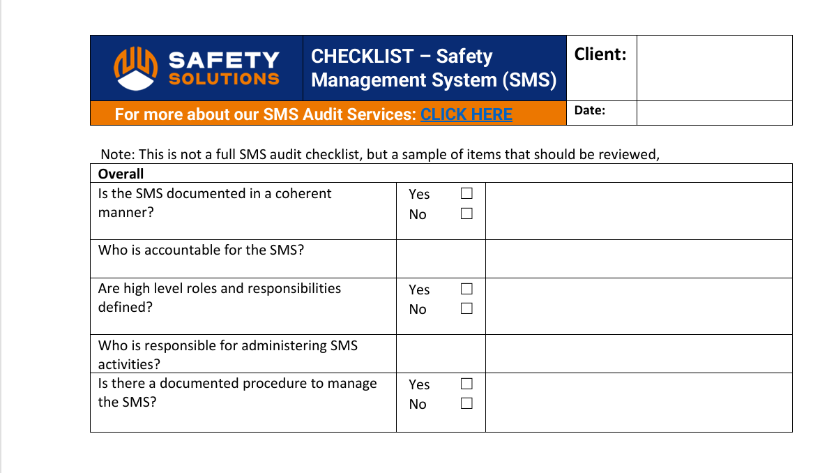 sms audit checklist