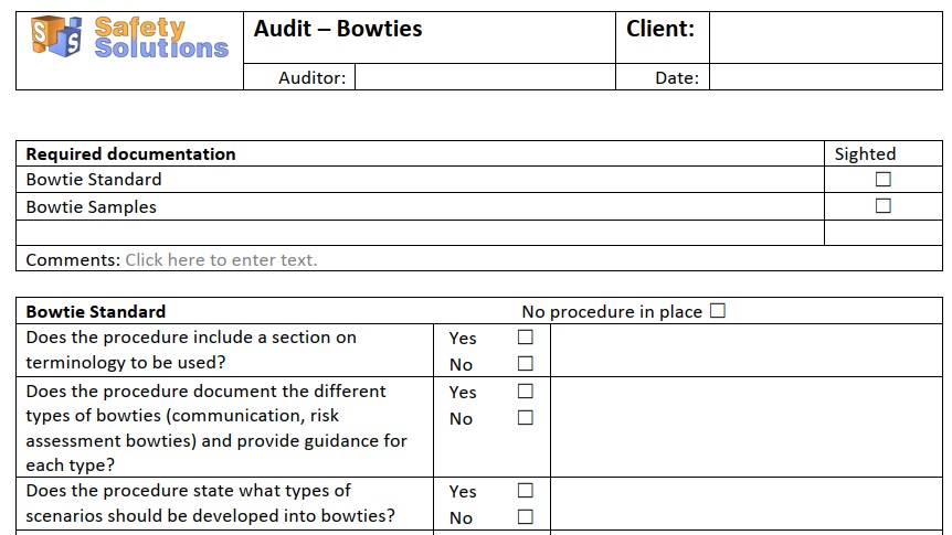 Bowtie Checklist SS