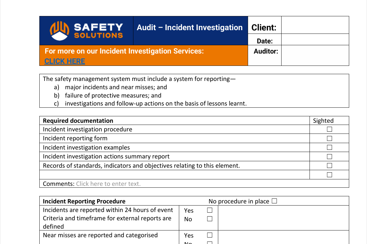 incident investigation checklist
